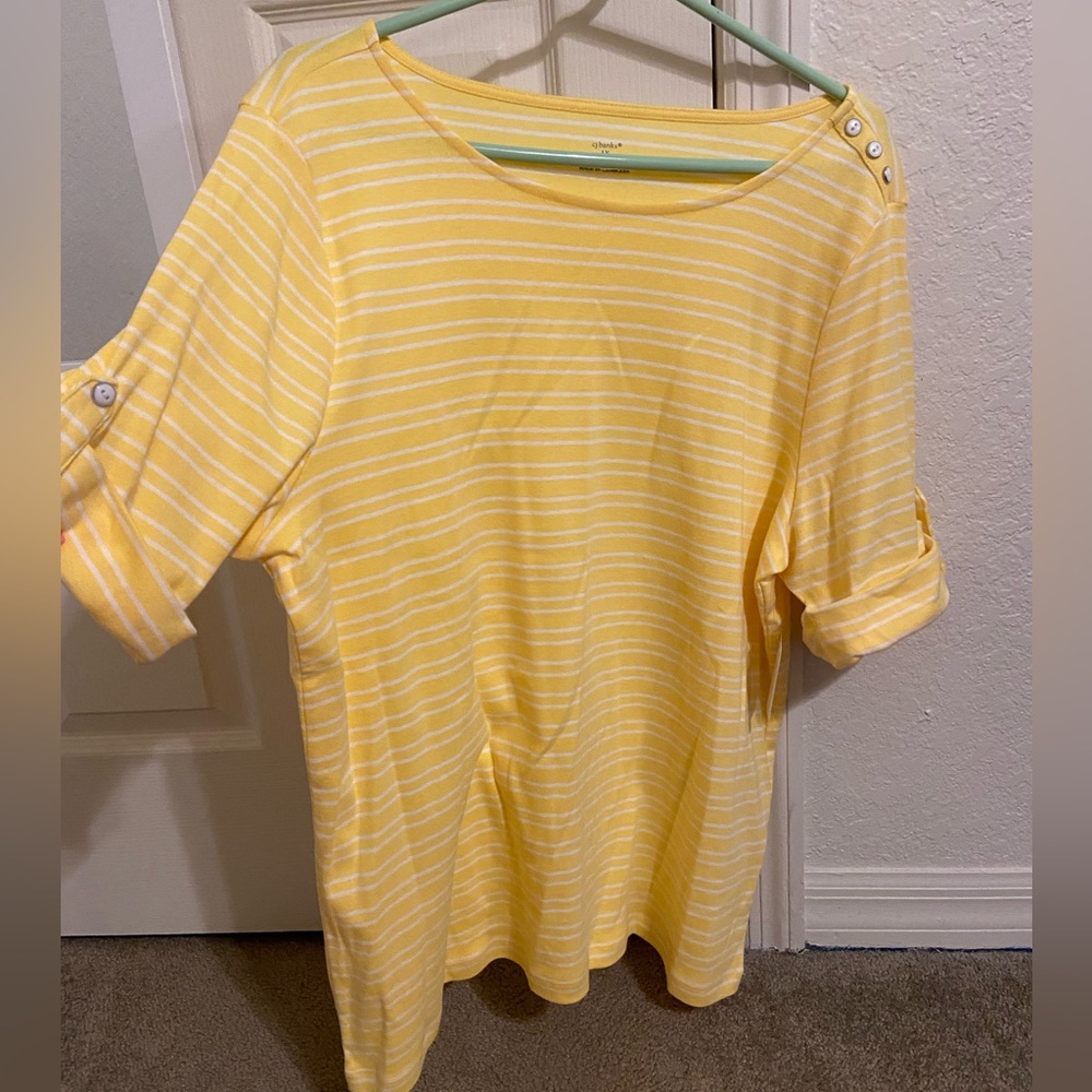 Cj Banks new with tags 1x yellow and white button shirt